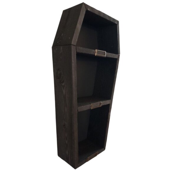 Decorative Black Cedar Coffin Shelf with Nameplates